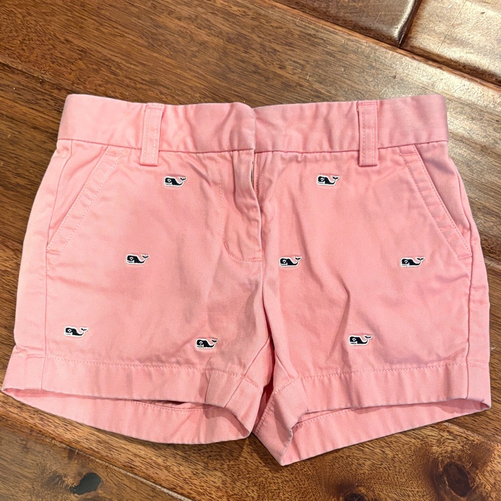 Vineyard Vines Pink Kids Shorts with Whale Embroidery